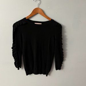 Black Philosophy Sweater (XS)  with ruffled 3/4 length sleeves